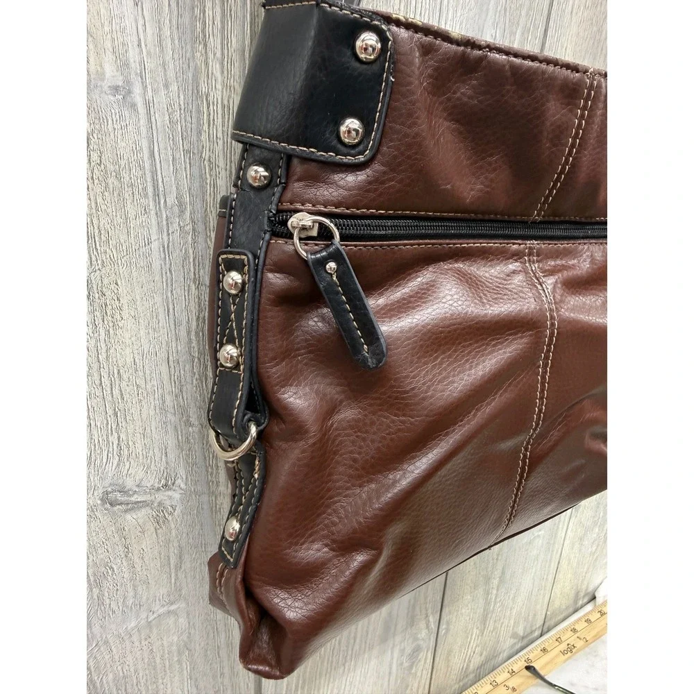Tyler Rodan Brown Faux Leather Crossbody Bag Organizer Black Trim  Hardware